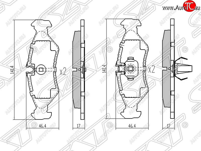 1 059 р. Колодки тормозные задние SAT Mercedes-Benz Sprinter W901 (1995-2000)  с доставкой в г. Набережные‑Челны