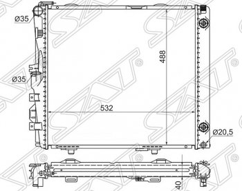 Радиатор двигателя SAT (пластинчатый, 2.6/2.8/3.0/3.2/3.6AMG, МКПП/АКПП) Mercedes-Benz (Мерседес-Бенс) E-Class (е-класс) ( W124,  S124) (1984-1996) W124, S124 седан дорестайлинг, универсал рестайлинг