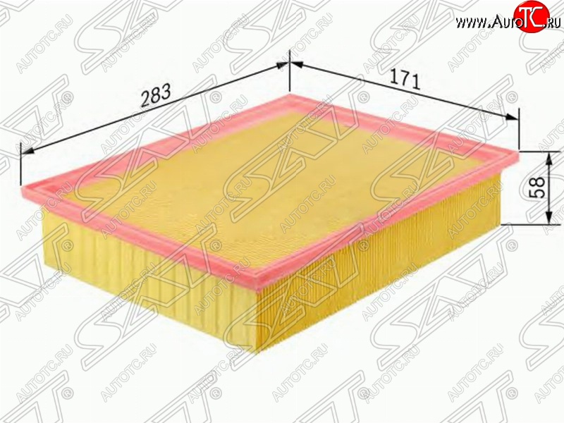 359 р. Фильтр воздушный двигателя SAT (283х171х58 mm)  Mercedes-Benz E-Class ( W124,  S124) (1984-1996) седан дорестайлинг, универсал рестайлинг  с доставкой в г. Набережные‑Челны