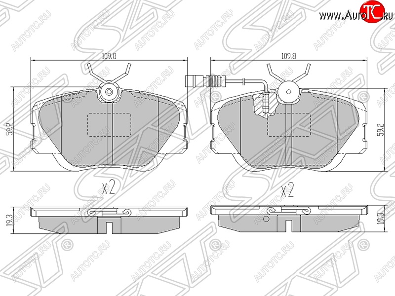 1 099 р. Колодки тормозные SAT (передние)  Mercedes-Benz C-Class  W201 - E-Class ( W124,  S124)  с доставкой в г. Набережные‑Челны