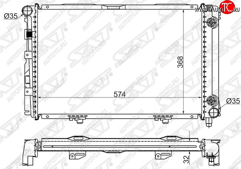 15 349 р. Радиатор двигателя (пластинчатый, 1.8/2.0/2.0D/2.2D, АКПП) SAT Mercedes-Benz C-Class W201 седан (1982-1992)  с доставкой в г. Набережные‑Челны