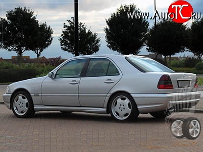 8 299 р. Пороги накладки AMG Mercedes-Benz C-Class W202 дорестайлинг седан (1993-1997) (Неокрашенные)  с доставкой в г. Набережные‑Челны