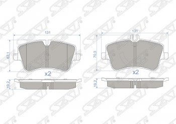 Колодки тормозные SAT (передние) Mercedes-Benz C-Class W203 дорестайлинг седан (2000-2004)