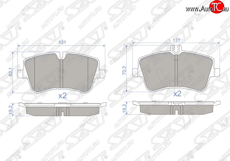 1 079 р. Колодки тормозные SAT (передние)  Mercedes-Benz C-Class  W203 (2000-2008) дорестайлинг седан, рестайлинг седан  с доставкой в г. Набережные‑Челны