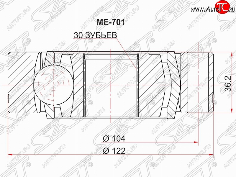 2 539 р. Шрус (внутренний) SAT (30*122 мм) Mercedes-Benz Vito W638 (1996-2003)  с доставкой в г. Набережные‑Челны