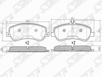 Колодки тормозные SAT (передние) Mercedes-Benz (Мерседес-Бенс) GLK class (ГЛК)  X204 (2008-2015) X204 дорестайлинг, рестайлинг