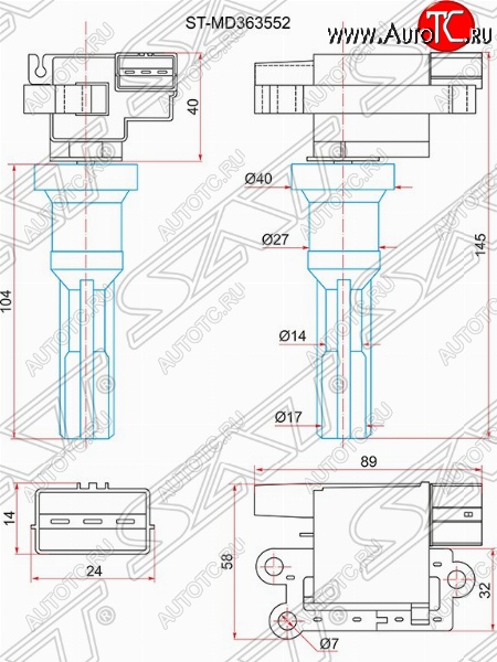 1 449 р. Катушка зажигания SAT  Mitsubishi Airtek - Outlander  CU  с доставкой в г. Набережные‑Челны