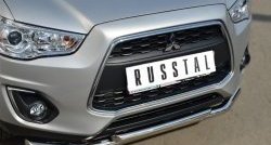 19 849 р. Защита переднего бампера (2 трубыØ63 и 42 мм, нержавейка) SLITKOFF Mitsubishi ASX 1-ый рестайлинг (2013-2016)  с доставкой в г. Набережные‑Челны. Увеличить фотографию 2