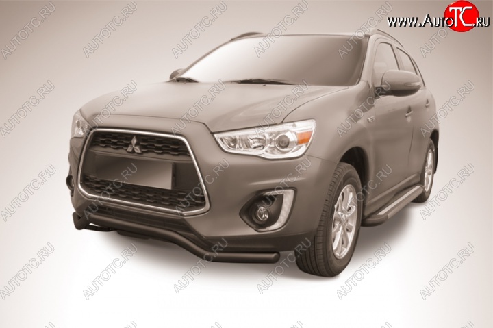 12 399 р. Защита переднего бампера d57 Slitkoff Mitsubishi ASX 1-ый рестайлинг (2013-2016) (Цвет: серебристый)  с доставкой в г. Набережные‑Челны