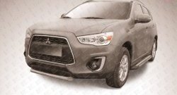 13 749 р. Защита переднего бампера из короткой трубы диаметром 76 мм Slitkoff  Mitsubishi ASX (2013-2016) 1-ый рестайлинг (Нержавейка, Полированная)  с доставкой в г. Набережные‑Челны. Увеличить фотографию 1