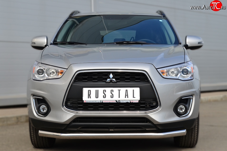 16 999 р. Одинарная защита переднего бампера диаметром 63 мм SLITKOFF Mitsubishi ASX 1-ый рестайлинг (2013-2016)  с доставкой в г. Набережные‑Челны