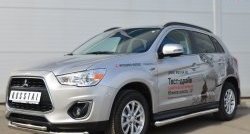 14 849 р. Защита порогов из круглой трубы диаметром 63 мм Russtal Mitsubishi ASX 1-ый рестайлинг (2013-2016) (Защита порогов с со скосами на торцах (вариант 1))  с доставкой в г. Набережные‑Челны. Увеличить фотографию 4