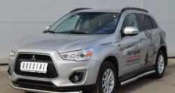 14 849 р. Защита порогов из круглой трубы диаметром 63 мм Russtal Mitsubishi ASX 1-ый рестайлинг (2013-2016) (Защита порогов с со скосами на торцах (вариант 1))  с доставкой в г. Набережные‑Челны. Увеличить фотографию 11