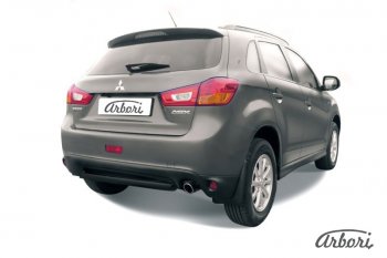 Защита заднего бампера Arbori (короткая, черная, 1 труба d57 mm). Mitsubishi ASX 1-ый рестайлинг (2013-2016)