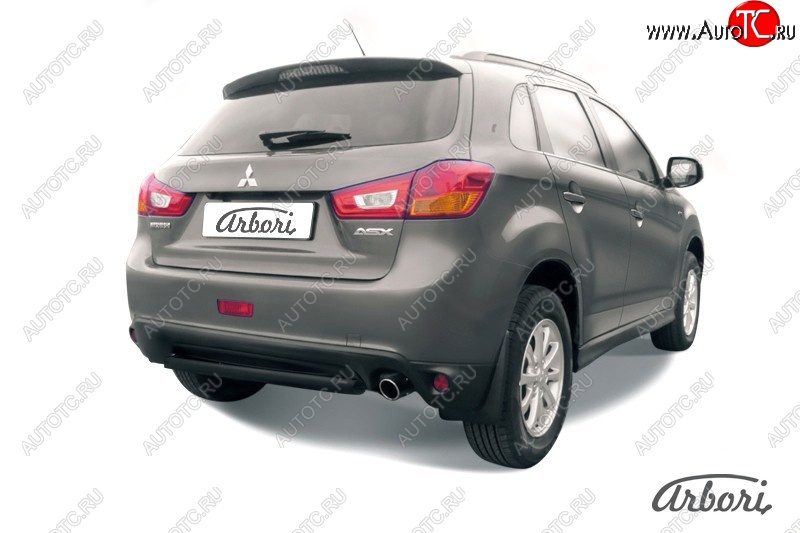 5 219 р. Защита заднего бампера Arbori (короткая, черная, 1 труба d57 mm). Mitsubishi ASX 1-ый рестайлинг (2013-2016)  с доставкой в г. Набережные‑Челны