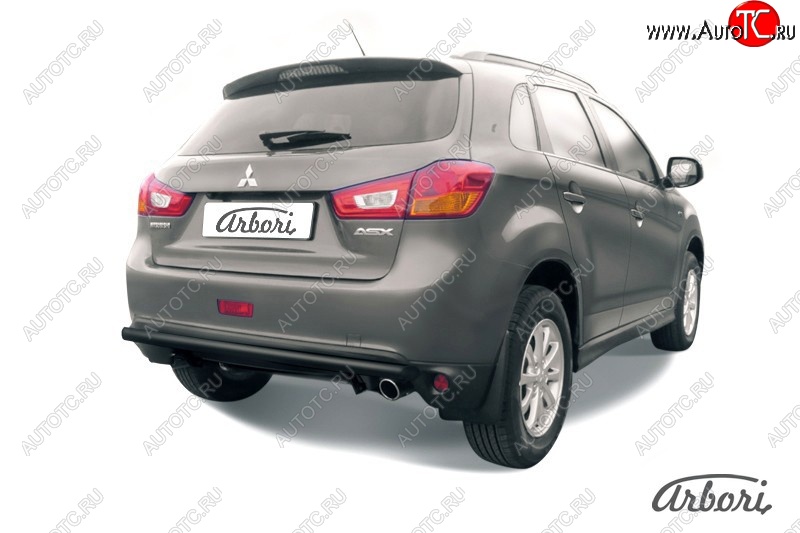 6 029 р. Защита заднего бампера Arbori (черная, 1 труба d57 mm). Mitsubishi ASX 1-ый рестайлинг (2013-2016)  с доставкой в г. Набережные‑Челны