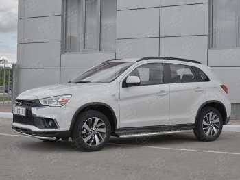 16 649 р. Защита переднего бампера (Ø42 мм, нержавейка) SLITKOFF  Mitsubishi ASX (2017-2020) 2-ой рестайлинг  с доставкой в г. Набережные‑Челны. Увеличить фотографию 2