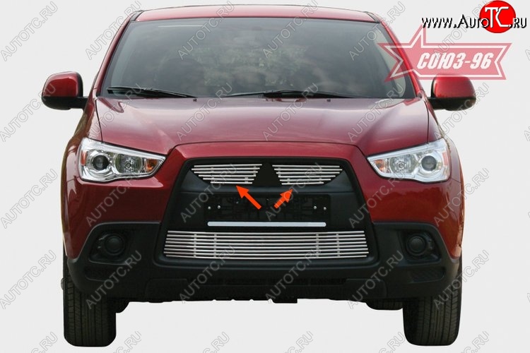 3 959 р. Декоративные элементы решетки радиатора Souz-96 (d10) Mitsubishi ASX дорестайлинг (2010-2012)  с доставкой в г. Набережные‑Челны