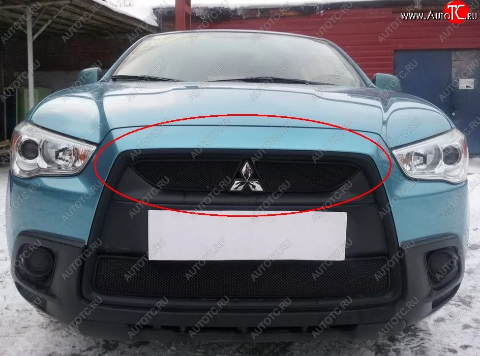 3 799 р. Защитная решётка в воздуховод автомобиля Russtal (черная) Mitsubishi ASX дорестайлинг (2010-2012)  с доставкой в г. Набережные‑Челны