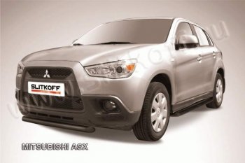 8 849 р. Защита переднего бампера из труб d57 Slitkoff Mitsubishi ASX дорестайлинг (2010-2012) (Цвет: серебристый)  с доставкой в г. Набережные‑Челны. Увеличить фотографию 1