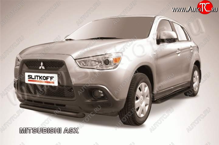 8 849 р. Защита переднего бампера из труб d57 Slitkoff Mitsubishi ASX дорестайлинг (2010-2012) (Цвет: серебристый)  с доставкой в г. Набережные‑Челны