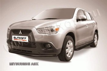 9 449 р. Защита переднего бампера из трубы d57 Slitkoff  Mitsubishi ASX (2010-2012) дорестайлинг (Цвет: серебристый)  с доставкой в г. Набережные‑Челны. Увеличить фотографию 1