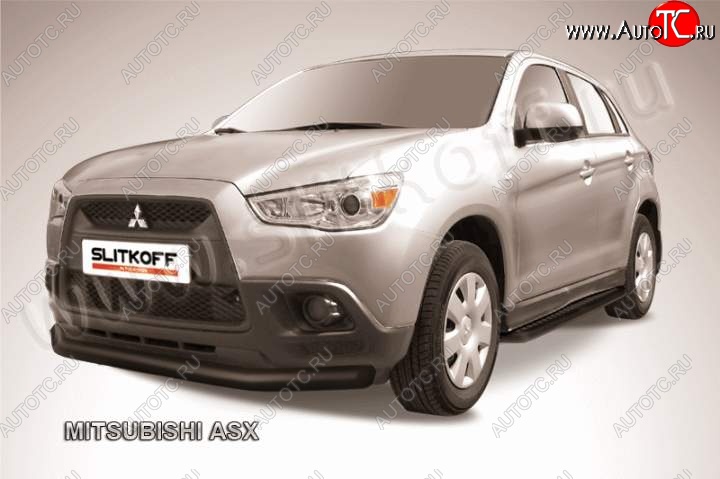 11 499 р. Защита переднего бампера из трубы d76 Slitkoff  Mitsubishi ASX (2010-2012) дорестайлинг (Цвет: серебристый)  с доставкой в г. Набережные‑Челны