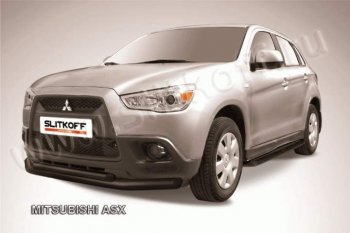 12 399 р. Защита переднего бампера из труб d76/57 Slitkoff Mitsubishi ASX дорестайлинг (2010-2012) (Цвет: серебристый)  с доставкой в г. Набережные‑Челны. Увеличить фотографию 1