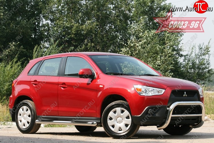 10 934 р. Защита переднего бампера Souz-96 (d76) Mitsubishi ASX дорестайлинг (2010-2012)  с доставкой в г. Набережные‑Челны