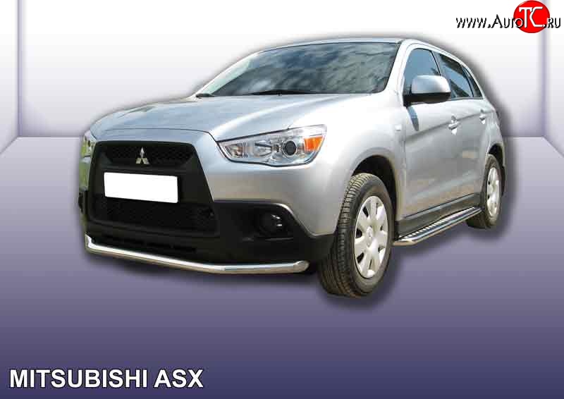 11 699 р. Одинарная защита переднего бампера из трубы диаметром 57 мм Slitkoff Mitsubishi ASX дорестайлинг (2010-2012) (Нержавейка, Полированная)  с доставкой в г. Набережные‑Челны