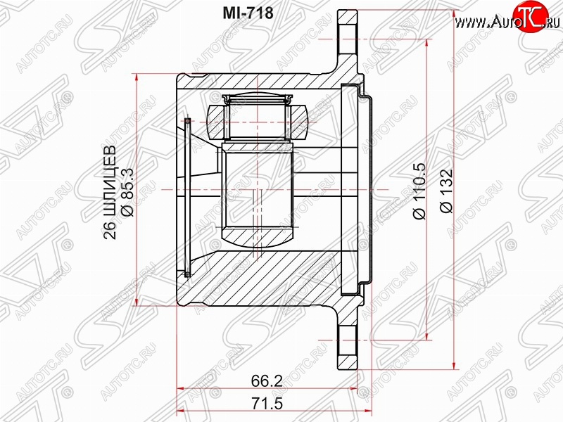 3 999 р. Шрус (внутренний/правый) SAT (26*110.5 мм) Mitsubishi Challenger K9-W (1996-2001)  с доставкой в г. Набережные‑Челны