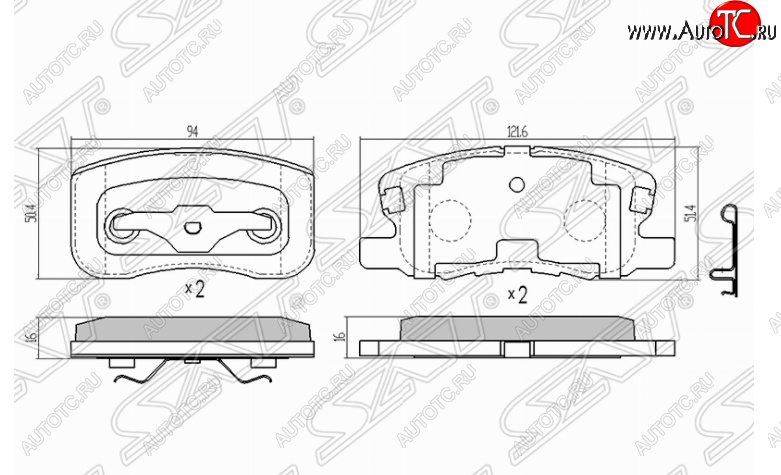 1 289 р. Комплект передних тормозных колодок SAT  Mitsubishi Colt ( Z20, Z30 хэтчбэк 3 дв.,  Z30) (2002-2009) дорестайлинг, хэтчбэк 5 дв. дорестайлинг  с доставкой в г. Набережные‑Челны