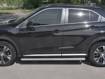 14 849 р. Пороги труба d63 Russtal Mitsubishi Eclipse Cross GK дорестайлинг (2017-2021) (Скошенные края)  с доставкой в г. Набережные‑Челны. Увеличить фотографию 2