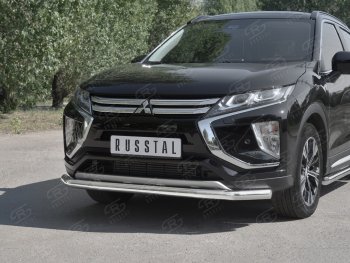 16 999 р. Защита переднего бампера (Ø63 мм, нержавейка) SLITKOFF Mitsubishi Eclipse Cross GK дорестайлинг (2017-2021)  с доставкой в г. Набережные‑Челны. Увеличить фотографию 4