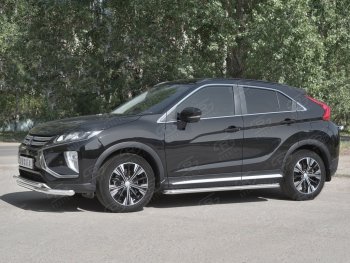 20 449 р. Защита переднего бампера (2 трубы Ø63 и 42 мм, нержавейка) SLITKOFF  Mitsubishi Eclipse Cross  GK (2017-2021) дорестайлинг  с доставкой в г. Набережные‑Челны. Увеличить фотографию 2