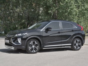 9 649 р. Защита переднего бампера (Ø75х42 мм, нержавейка) Russtal Mitsubishi Eclipse Cross GK дорестайлинг (2017-2021)  с доставкой в г. Набережные‑Челны. Увеличить фотографию 2