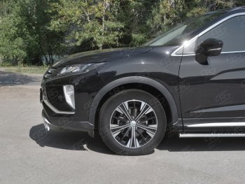 9 649 р. Защита переднего бампера (Ø75х42 мм, нержавейка) Russtal Mitsubishi Eclipse Cross GK дорестайлинг (2017-2021)  с доставкой в г. Набережные‑Челны. Увеличить фотографию 3