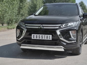 9 649 р. Защита переднего бампера (Ø75х42 мм, нержавейка) Russtal Mitsubishi Eclipse Cross GK дорестайлинг (2017-2021)  с доставкой в г. Набережные‑Челны. Увеличить фотографию 4