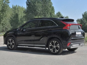 18 549 р. Защита заднего бампера (2 трубы Ø63 и 42 мм, нержавейка) SLITKOFF  Mitsubishi Eclipse Cross  GK (2017-2021) дорестайлинг  с доставкой в г. Набережные‑Челны. Увеличить фотографию 2