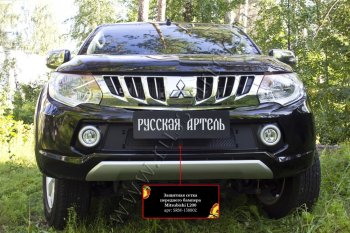 1 689 р. Защитная сетка решетки переднего бампера (шагрень) РА  Mitsubishi L200  5 KK,KL (2015-2019) дорестайлинг  с доставкой в г. Набережные‑Челны. Увеличить фотографию 3