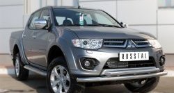 20 849 р. Защита переднего бампера (2 трубыØ63 мм, нержавейка) SLITKOFF  Mitsubishi L200  5 KK,KL (2015-2019) дорестайлинг  с доставкой в г. Набережные‑Челны. Увеличить фотографию 4