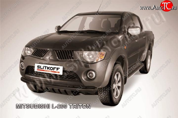 8 449 р. Защита переднего бампера из трубы d57 Slitkoff  Mitsubishi L200  5 KK,KL (2015-2019) дорестайлинг (Цвет: серебристый)  с доставкой в г. Набережные‑Челны