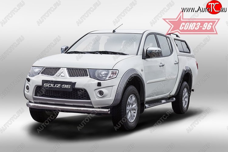 11 654 р. Защита переднего бампера одинарная Souz-96 (d76) Mitsubishi L200 5 KK,KL дорестайлинг (2015-2019)  с доставкой в г. Набережные‑Челны