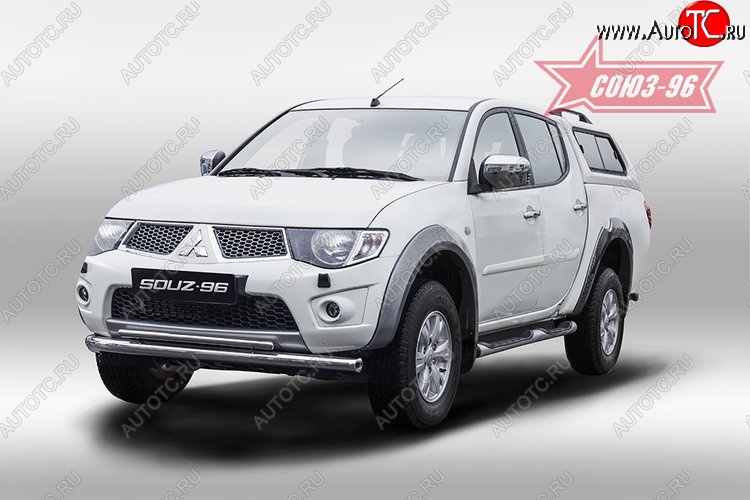 15 254 р. Защита переднего бампера двойная Souz-96 (d76/42) Mitsubishi L200 5 KK,KL дорестайлинг (2015-2019)  с доставкой в г. Набережные‑Челны