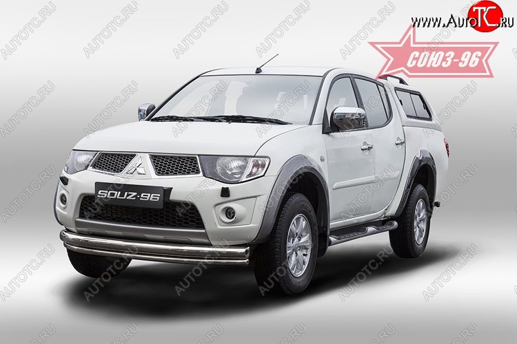 15 254 р. Защита переднего бампера двойная Souz-96 (d76/42) Mitsubishi L200 5 KK,KL дорестайлинг (2015-2019)  с доставкой в г. Набережные‑Челны