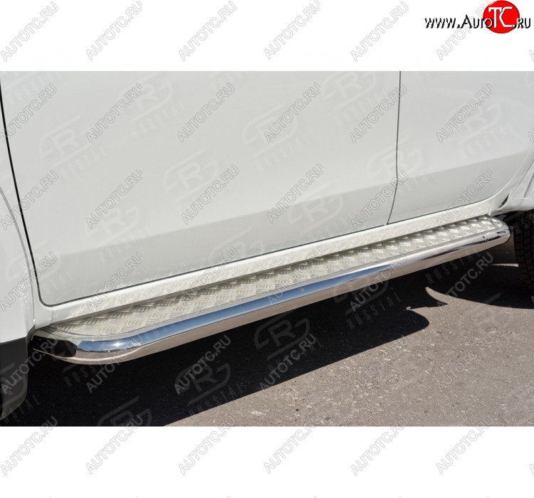 48 999 р. Порожки для ног (Ø63) SLITKOFF  Mitsubishi L200  5 KK,KL (2015-2019) дорестайлинг (лист - нержавейка, профиль - нержавейка)  с доставкой в г. Набережные‑Челны