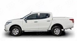 24 749 р. Широкая защита порогов (рестайлинг) Russtal Mitsubishi L200 5 KK,KL дорестайлинг (2015-2019) (Защита порогов с со скосами на торцах (вариант 1))  с доставкой в г. Набережные‑Челны. Увеличить фотографию 3