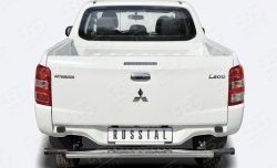 Защита заднего бампера (Ø120х60 мм с проступью, нержавейка) SLITKOFF Mitsubishi (Митсубиси) L200 (л)  5 KK,KL (2015-2019) 5 KK,KL дорестайлинг