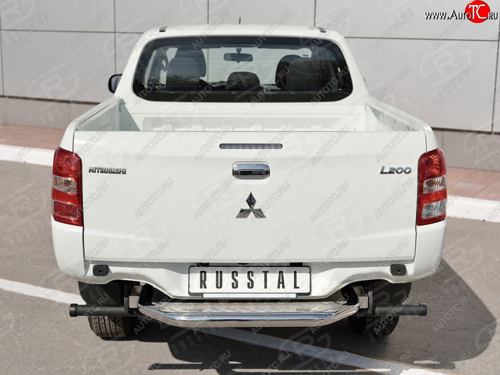 21 699 р. Защита заднего бампера (труба d63 с листом) SLITKOFF  Mitsubishi L200  5 KK,KL (2015-2019) дорестайлинг (Лист алюминий/профиль сталь)  с доставкой в г. Набережные‑Челны