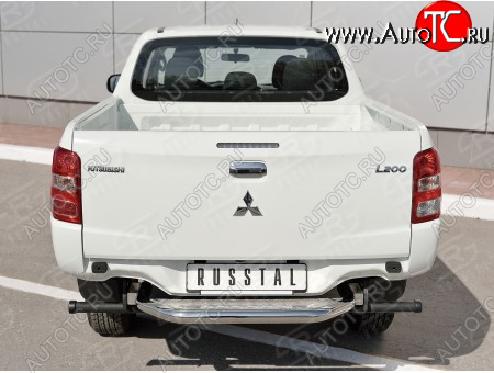 22 849 р. Защита заднего бампера (труба d63 с листом) SLITKOFF  Mitsubishi L200  5 KK,KL (2015-2019) дорестайлинг (Лист алюминий/профиль нержавейка)  с доставкой в г. Набережные‑Челны